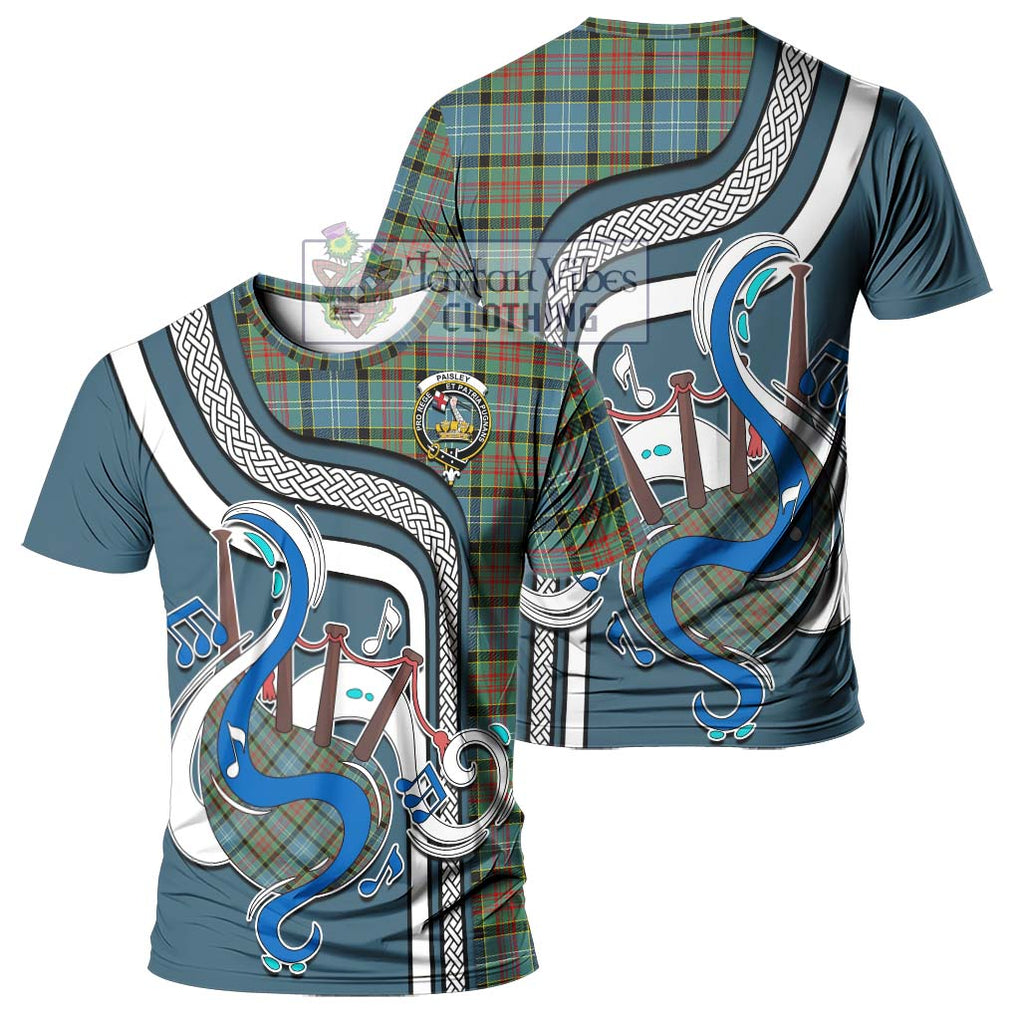 Paisley Tartan T-Shirt with Epic Bagpipe Style - Tartanvibesclothing Shop