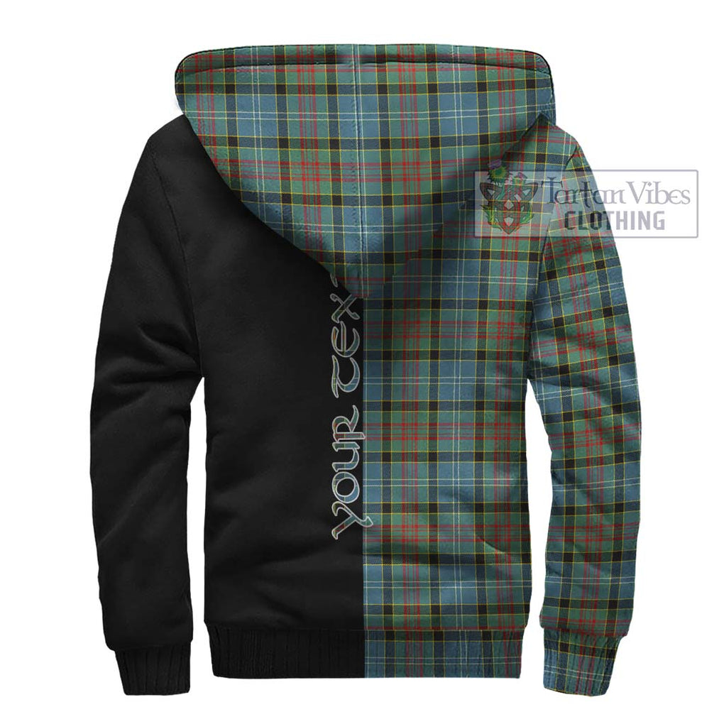 Paisley Tartan Sherpa Hoodie with Family Crest and Half Of Me Style - Tartanvibesclothing Shop