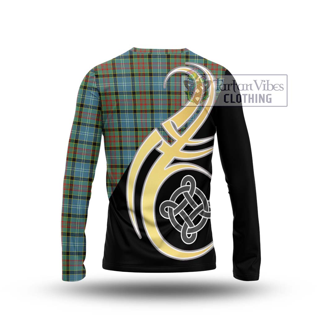 Paisley Tartan Long Sleeve T-Shirt with Family Crest and Celtic Symbol Style - Tartan Vibes Clothing