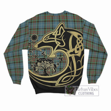 Paisley Tartan Sweatshirt with Family Crest Celtic Wolf Style