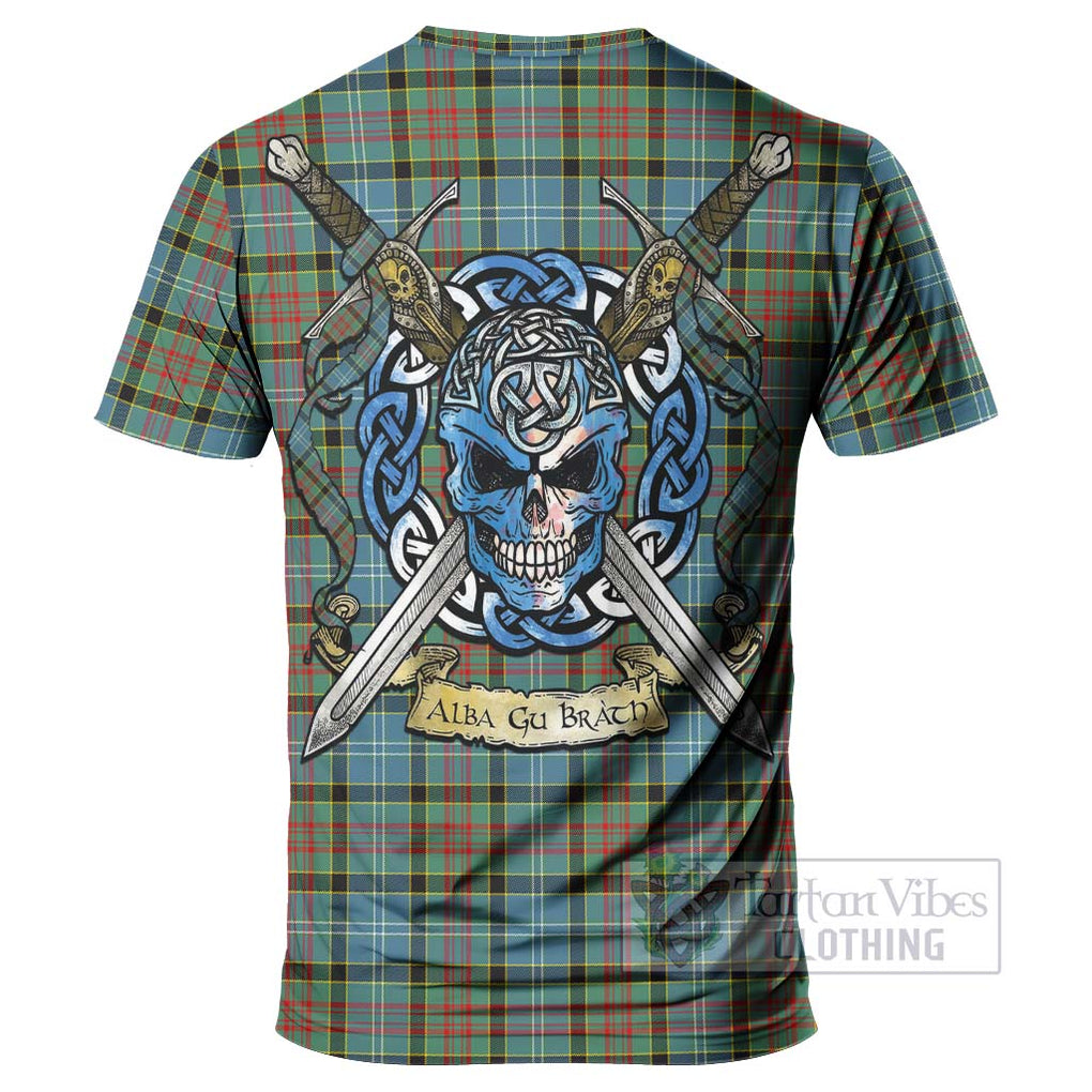 Tartan Vibes Clothing Paisley Tartan T-Shirt with Family Crest Celtic Skull Style