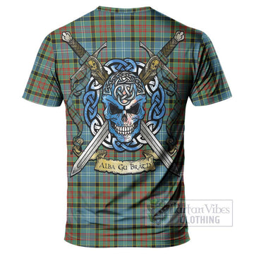 Paisley Tartan T-Shirt with Family Crest Celtic Skull Style