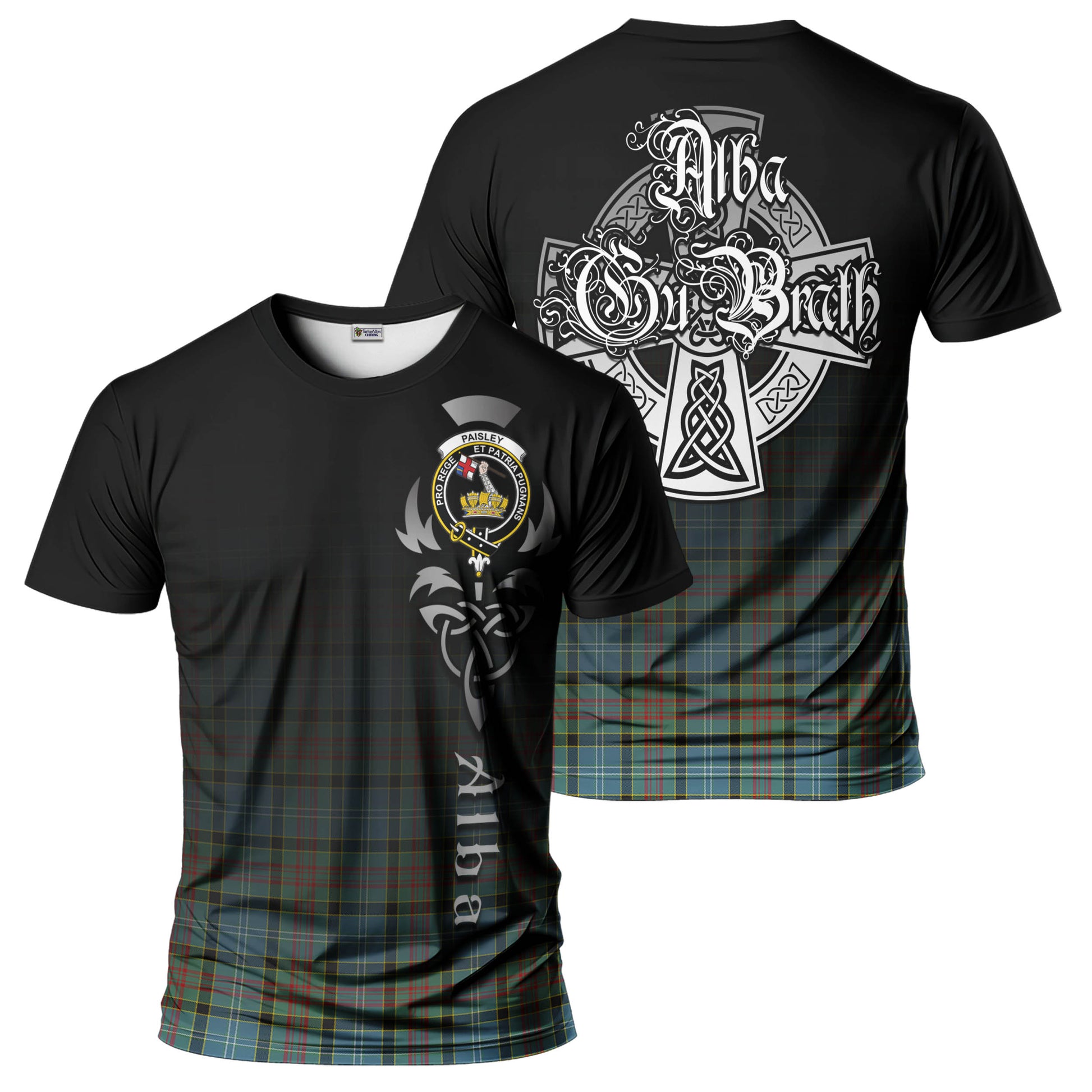 Tartan Vibes Clothing Paisley Tartan T-Shirt Featuring Alba Gu Brath Family Crest Celtic Inspired