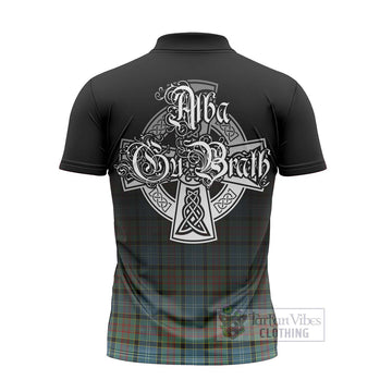 Paisley Tartan Zipper Polo Shirt Featuring Alba Gu Brath Family Crest Celtic Inspired