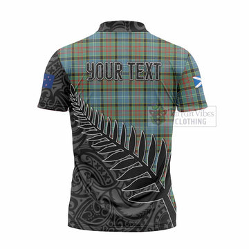 Paisley Crest Tartan Zipper Polo Shirt with New Zealand Silver Fern Half Style