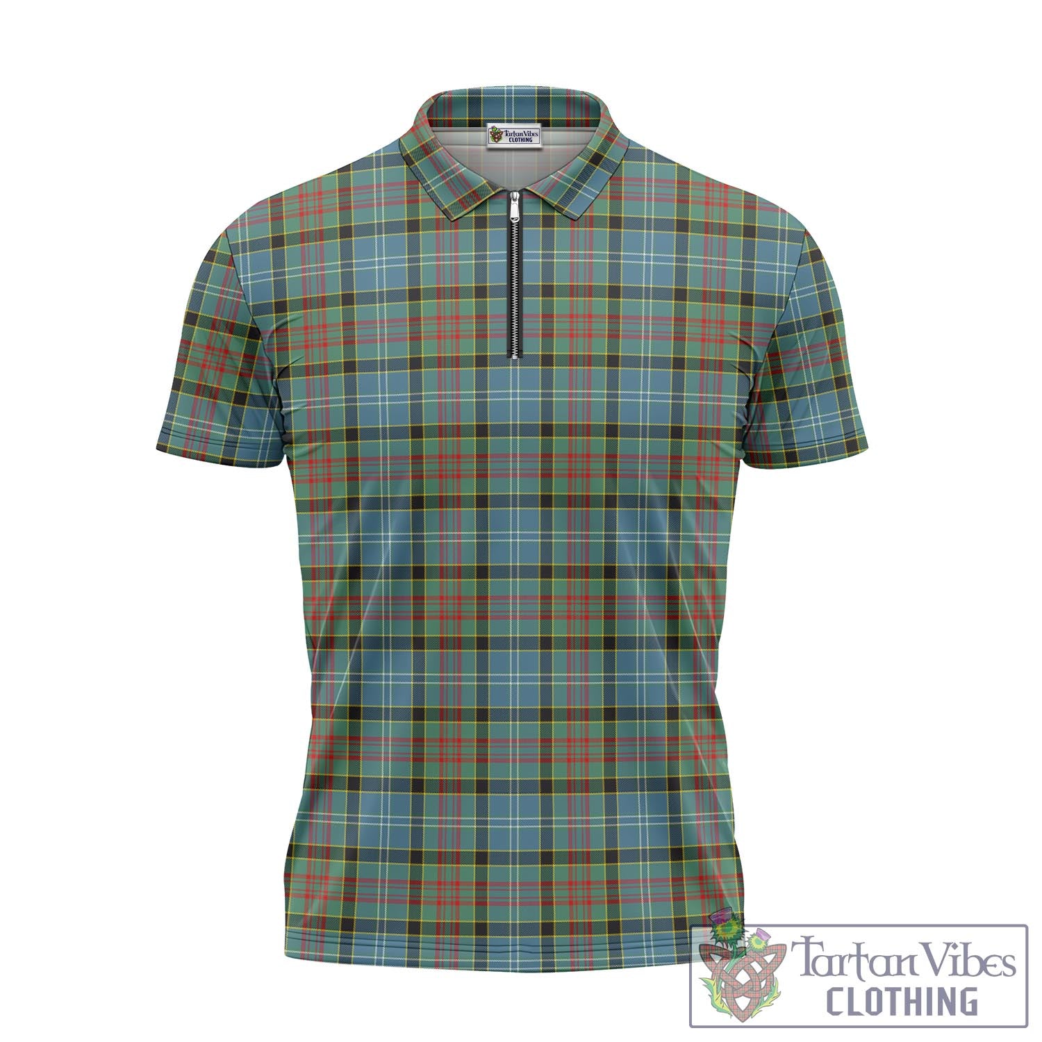 Tartan Vibes Clothing Paisley Tartan Zipper Polo Shirt