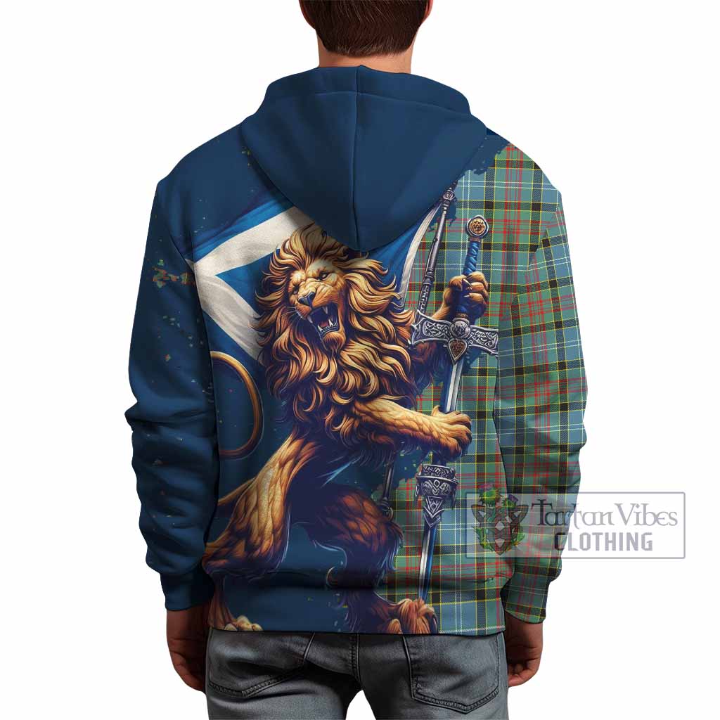 Paisley Tartan Family Crest Hoodie with Scottish Majestic Lion