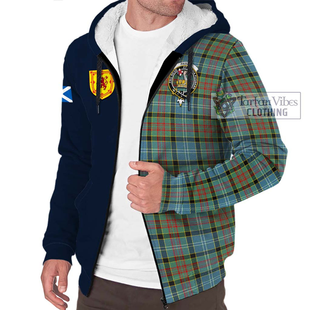 Tartan Vibes Clothing Paisley Tartan Sherpa Hoodie with Scottish Lion Royal Arm Half Style