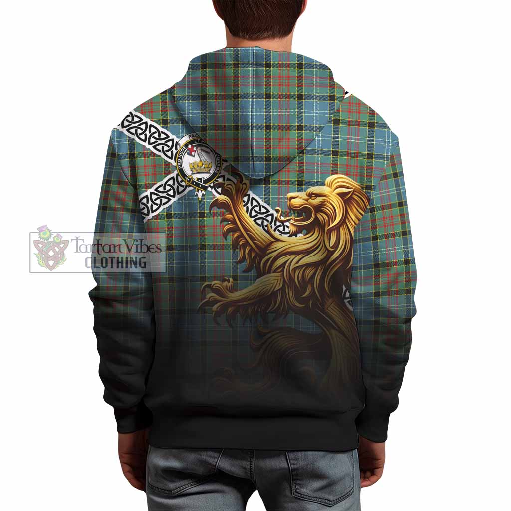 Paisley Crest Tartan Hoodie with Golden Lion Emblem Celtic Style - Tartan Vibes Clothing
