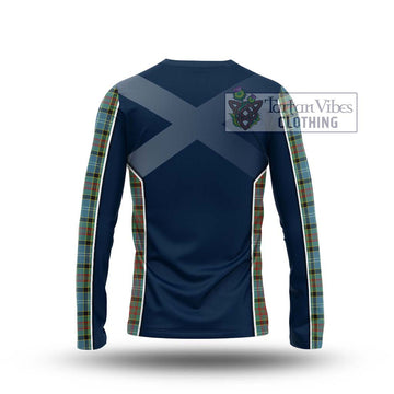 Paisley Tartan Long Sleeve T-Shirt with Family Crest and Lion Rampant Vibes Sport Style