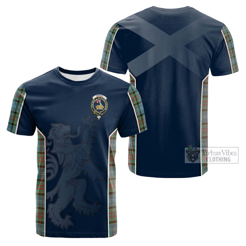 Tartan Vibes Clothing Paisley Tartan Cotton T-shirt with Family Crest and Lion Rampant Vibes Sport Style