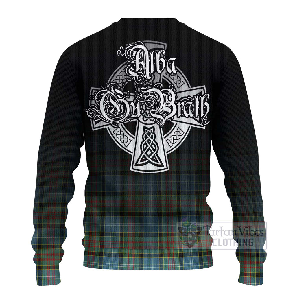 Tartan Vibes Clothing Paisley Tartan Knitted Sweater Featuring Alba Gu Brath Family Crest Celtic Inspired