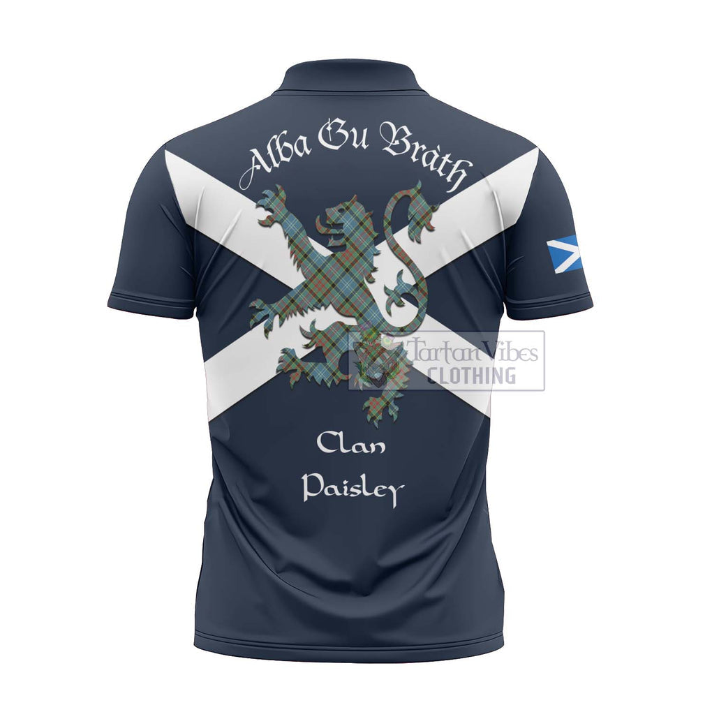 Tartan Vibes Clothing Paisley Tartan Lion Rampant Zipper Polo Shirt – Proudly Display Your Heritage with Alba Gu Brath and Clan Name