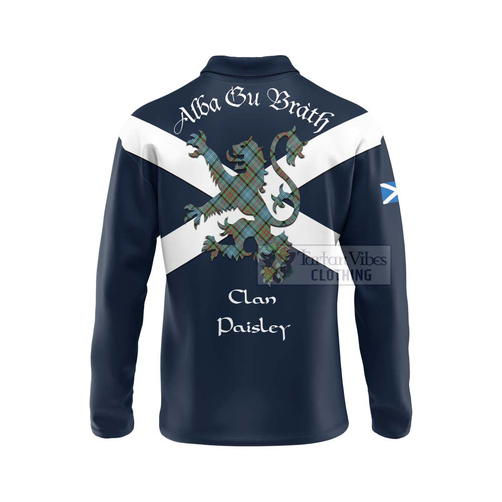 Tartan Vibes Clothing Paisley Tartan Lion Rampant Long Sleeve Polo Shirt – Proudly Display Your Heritage with Alba Gu Brath and Clan Name