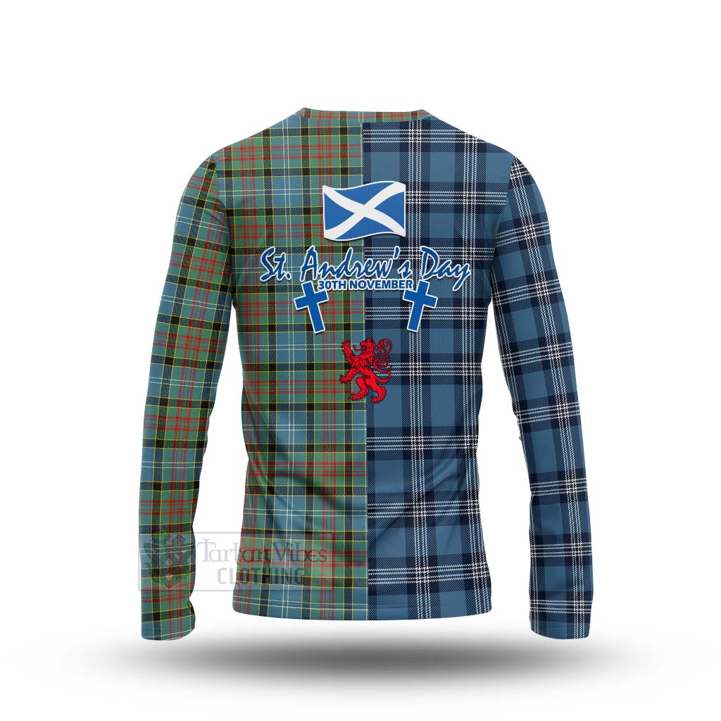 Tartan Vibes Clothing Paisley Tartan Long Sleeve T-Shirt Happy St. Andrew's Day Half Tartan Style