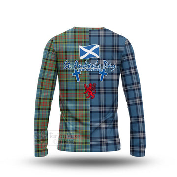 Paisley Tartan Long Sleeve T-Shirt Happy St. Andrew's Day Half Tartan Style