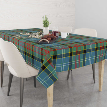 Paisley Tartan Tablecloth with Clan Crest and the Golden Sword of Courageous Legacy