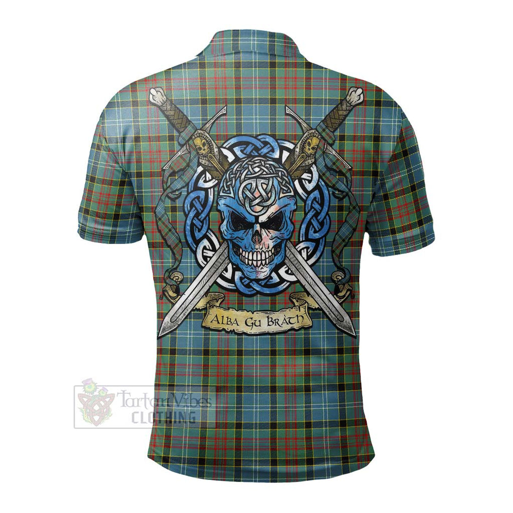 Tartan Vibes Clothing Paisley Tartan Polo Shirt with Family Crest Celtic Skull Style