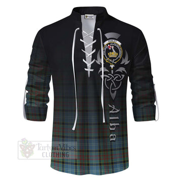 Paisley Tartan Ghillie Kilt Shirt Featuring Alba Gu Brath Family Crest Celtic Inspired