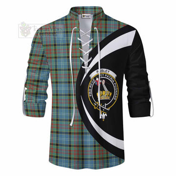 Paisley Tartan Ghillie Kilt Shirt with Family Crest Circle Style