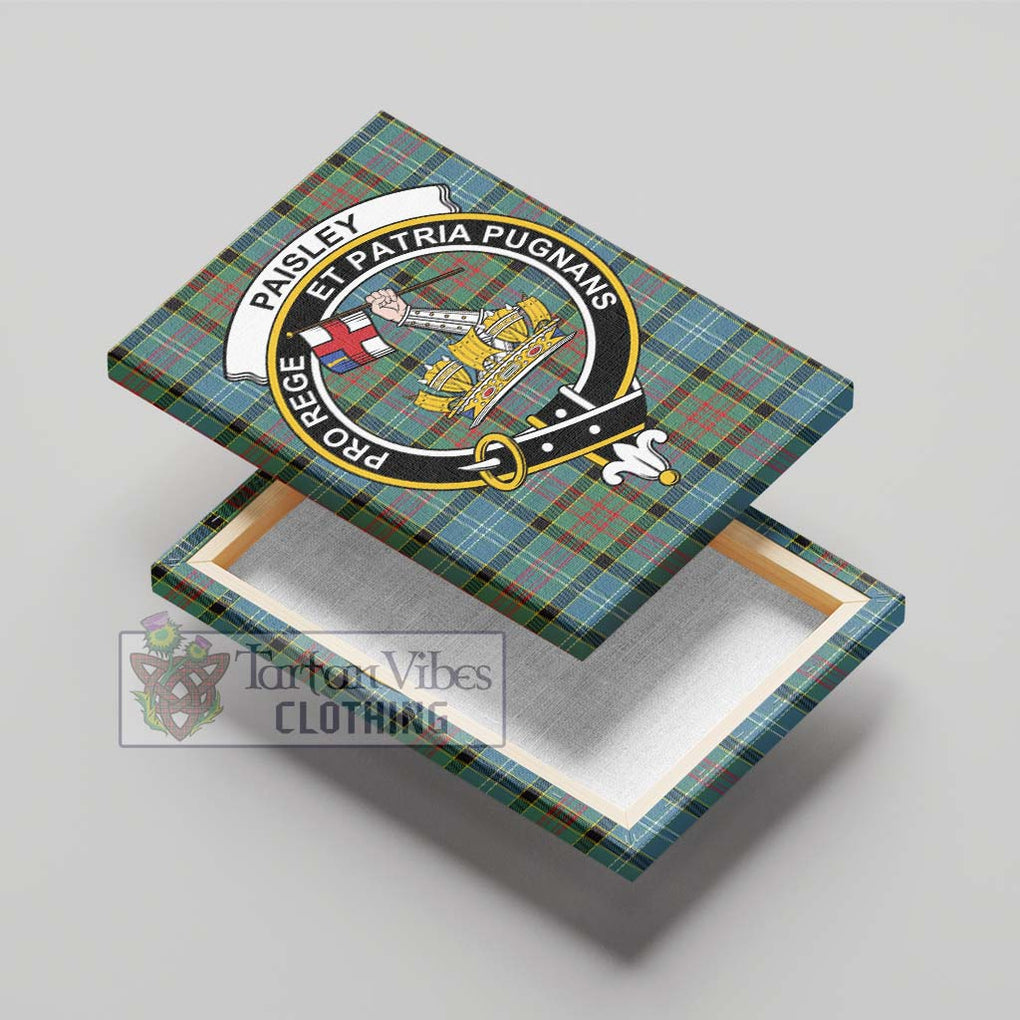 Paisley Tartan Canvas Print Wall Art with Family Crest - Tartan Vibes Clothing