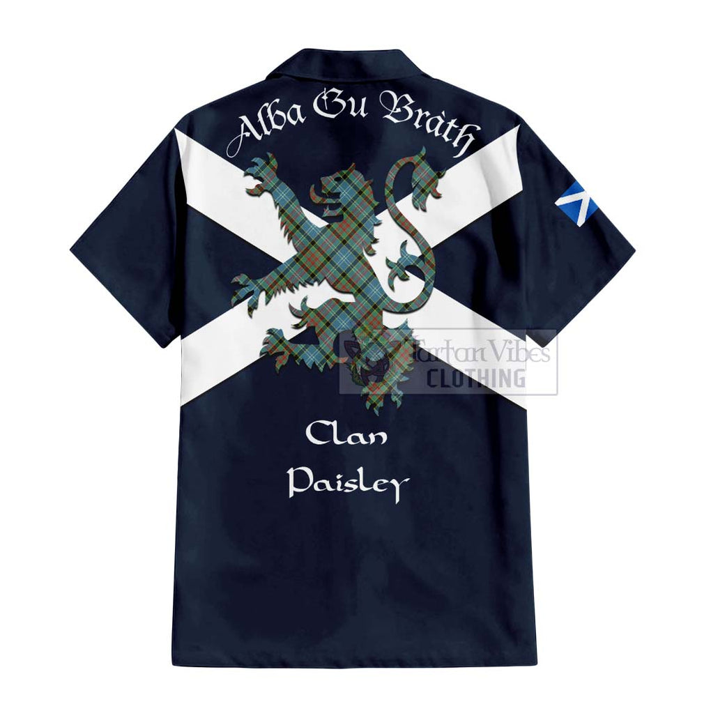 Tartan Vibes Clothing Paisley Tartan Lion Rampant Short Sleeve Button Shirt – Proudly Display Your Heritage with Alba Gu Brath and Clan Name