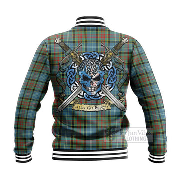 Paisley Tartan Baseball Jacket with Family Crest Celtic Skull Style