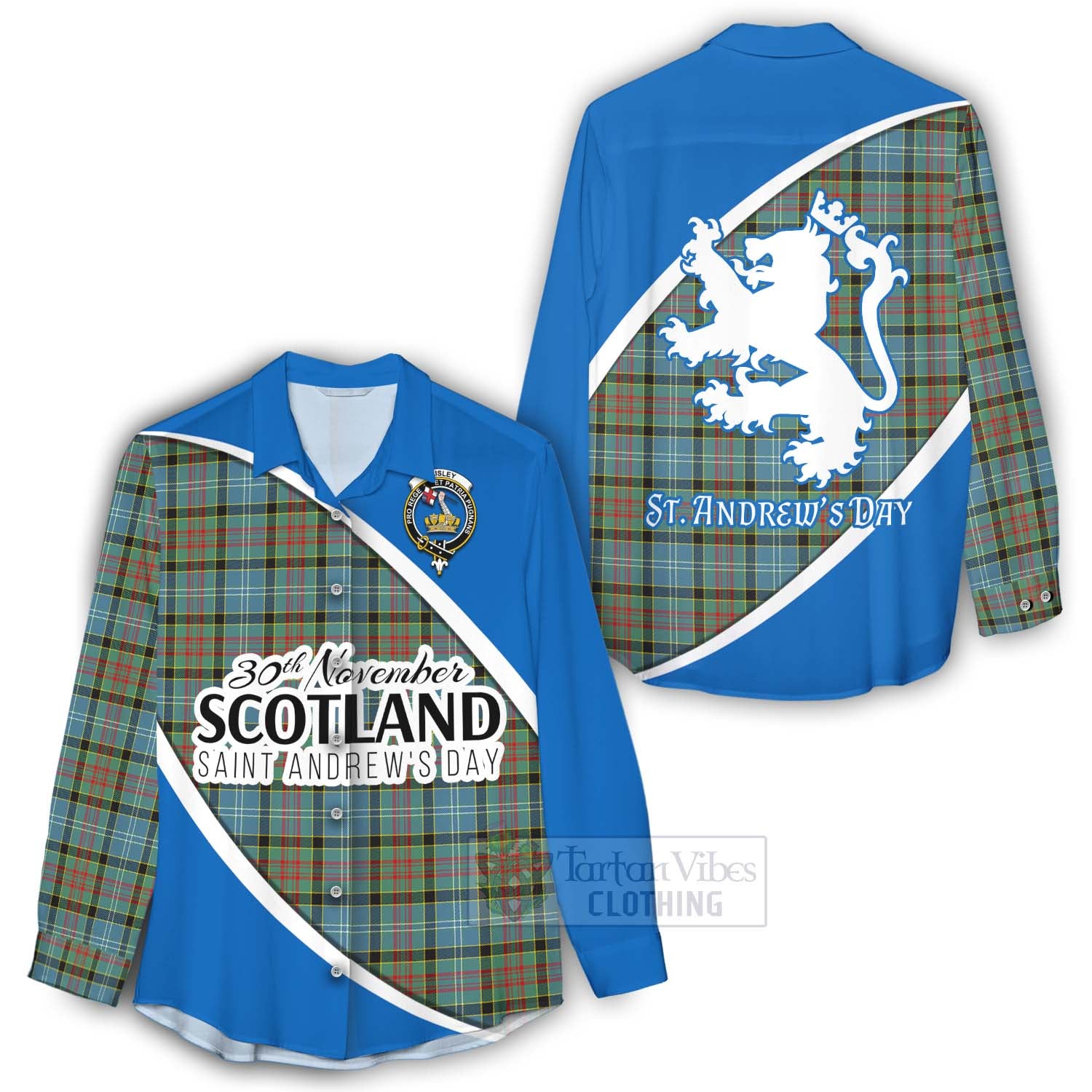 Tartan Vibes Clothing Paisley Family Crest Tartan Women's Casual Shirt Celebrate Saint Andrew's Day in Style