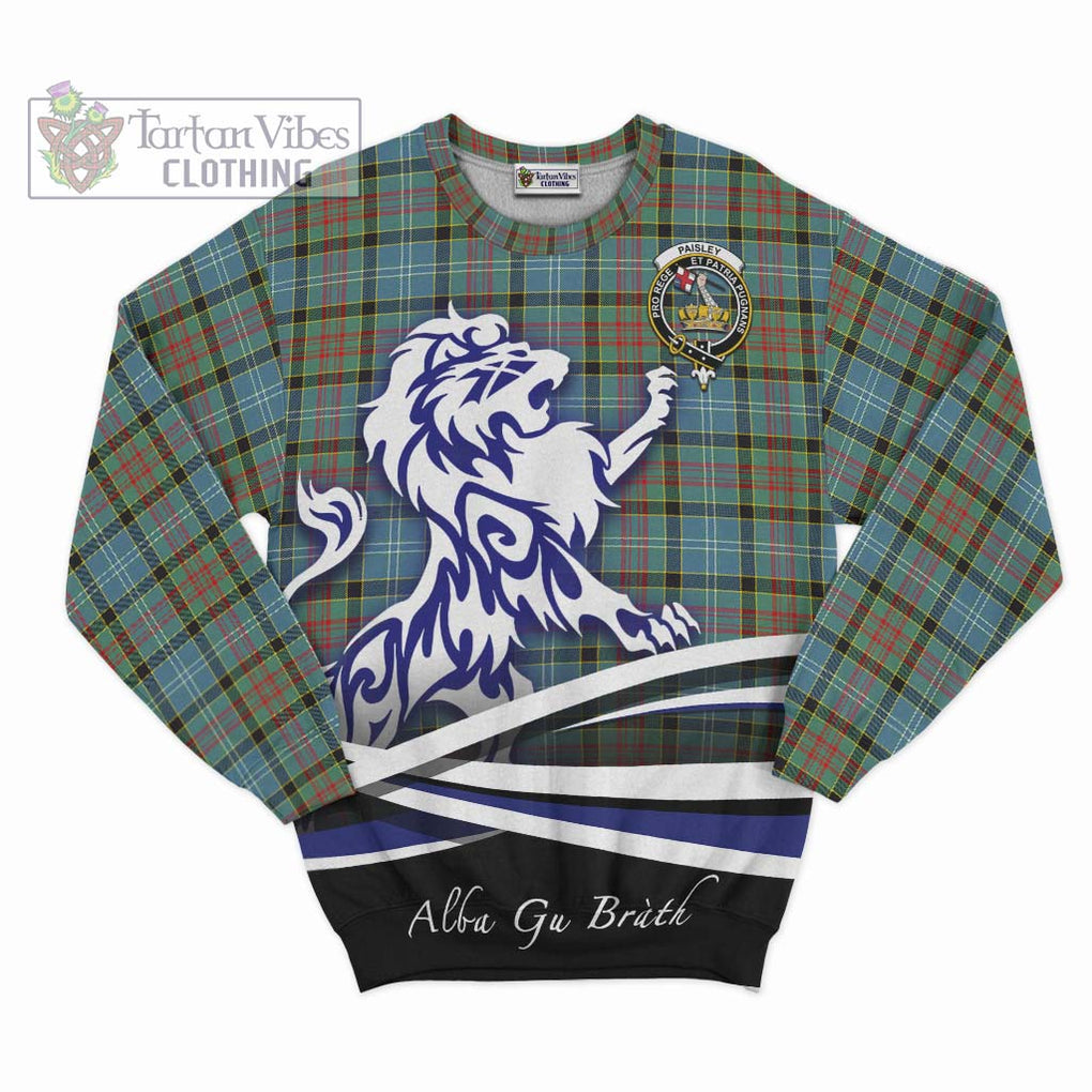 Paisley Tartan Sweatshirt with Alba Gu Brath Regal Lion Emblem - Tartanvibesclothing Shop