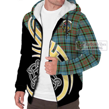 Paisley Tartan Sherpa Hoodie with Family Crest and Celtic Symbol Style