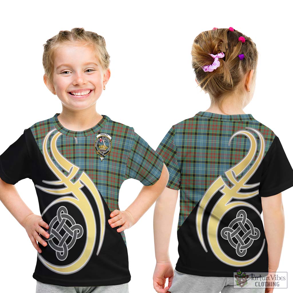 Paisley Tartan Kid T-Shirt with Family Crest and Celtic Symbol Style - Tartan Vibes Clothing