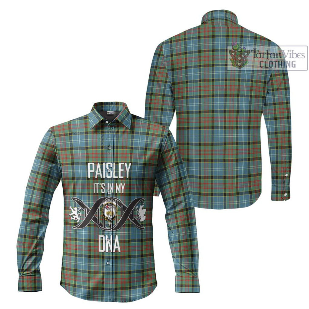 Paisley Tartan Long Sleeve Button Shirt with Family Crest DNA In Me Style Men's Shirt - Tartanvibesclothing Shop