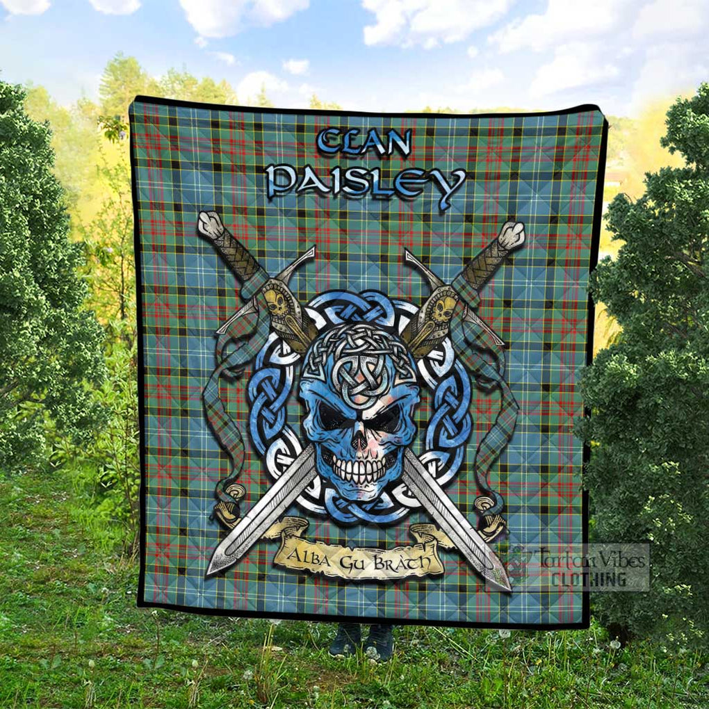 Tartan Vibes Clothing Paisley Tartan Quilt with Celtic Skull Alba Gu Brath Style