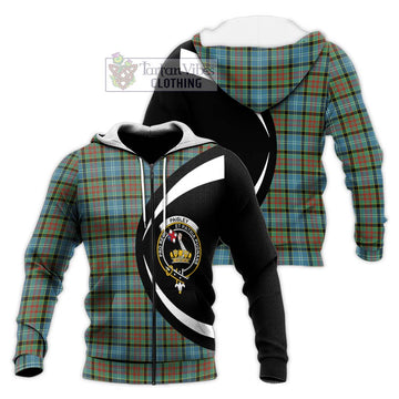 Paisley Tartan Knitted Hoodie with Family Crest Circle Style