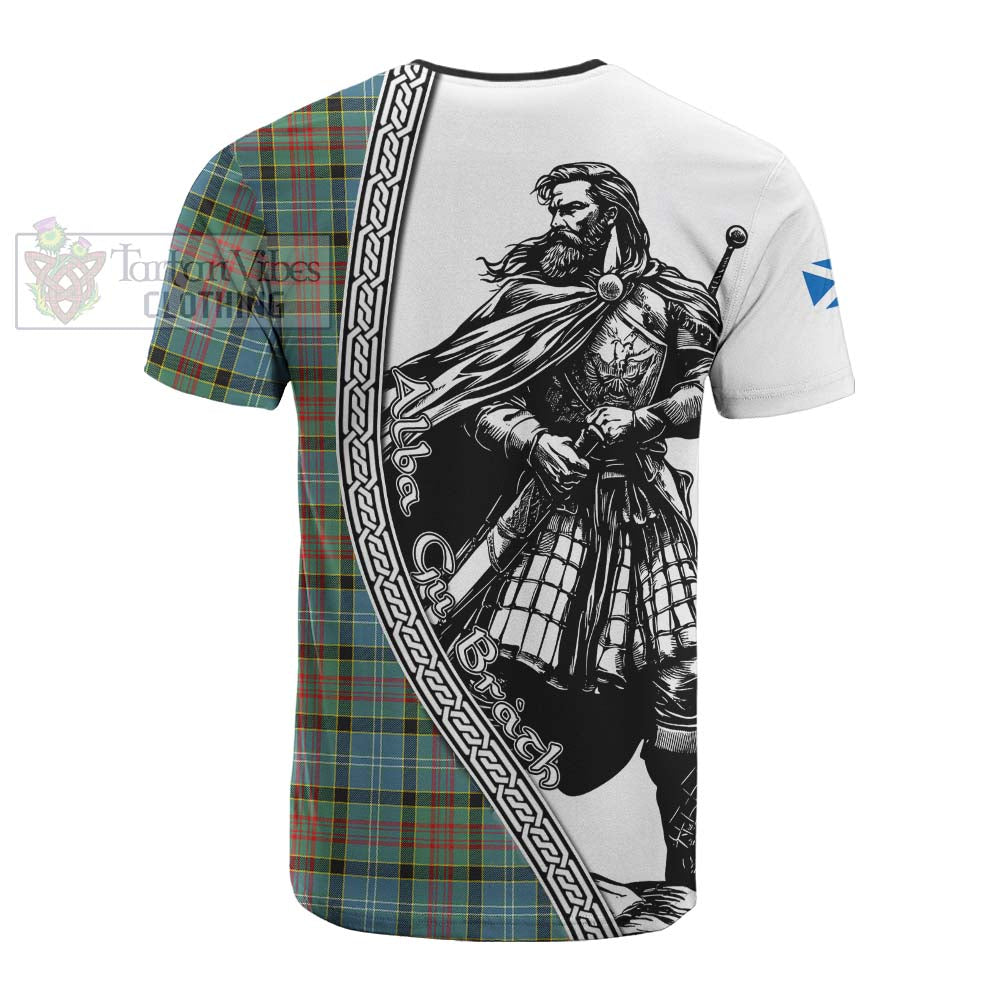 Paisley Tartan Clan Crest Cotton T-shirt with Highlander Warrior Celtic Style