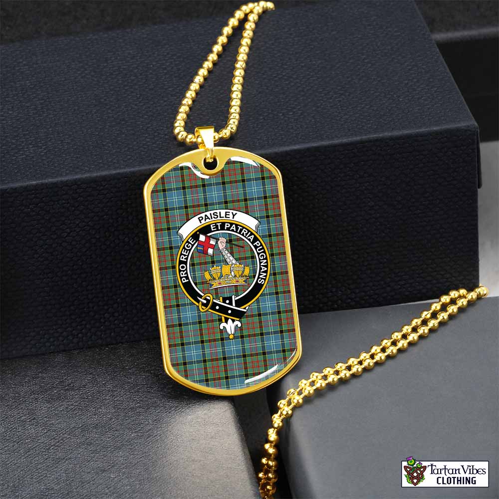 Tartan Vibes Clothing Paisley Tartan Dog Tag Necklace with Family Crest