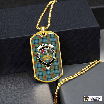 Paisley Tartan Dog Tag Necklace with Family Crest