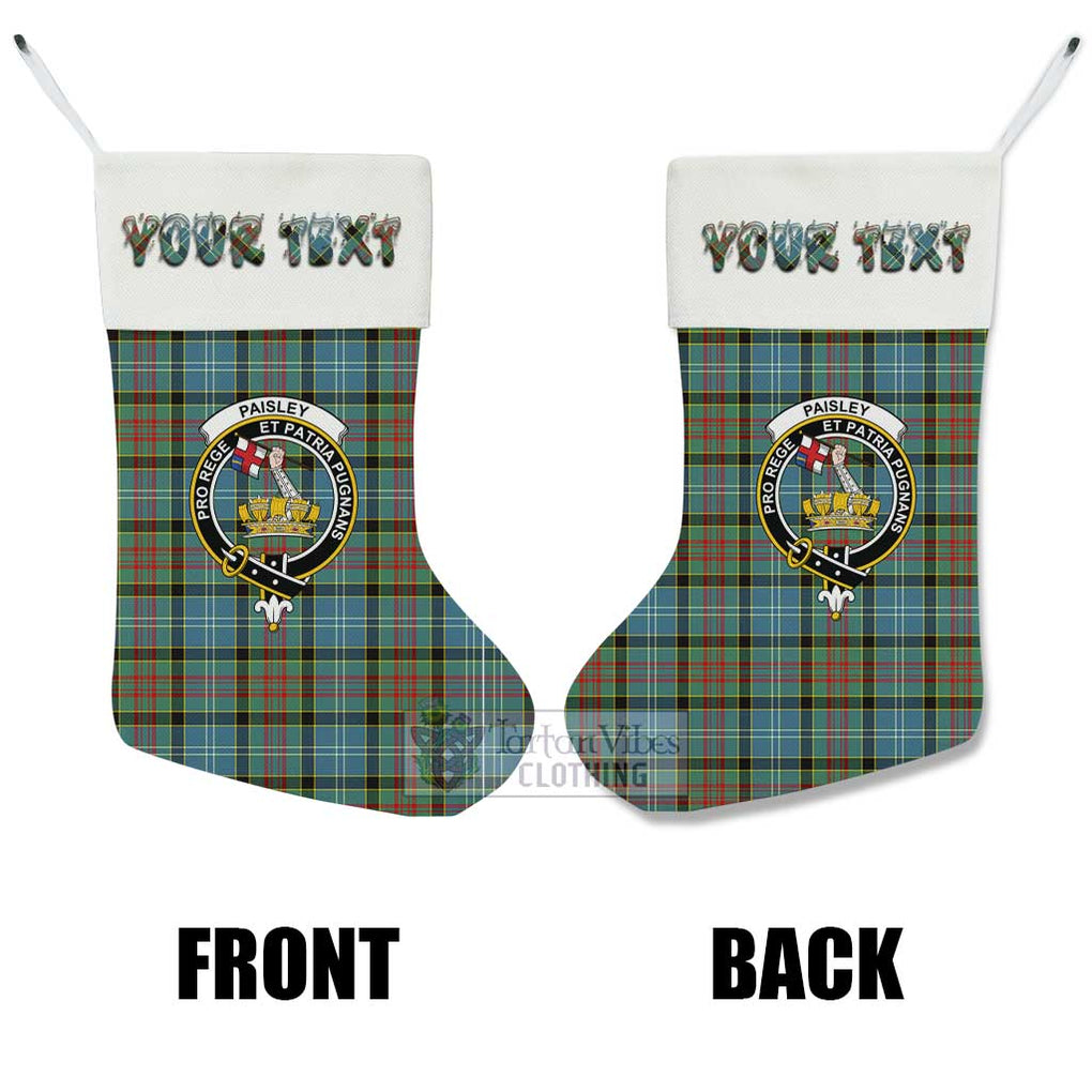 Tartan Vibes Clothing Paisley Tartan Family Crest Christmas Stocking with Personalized Text