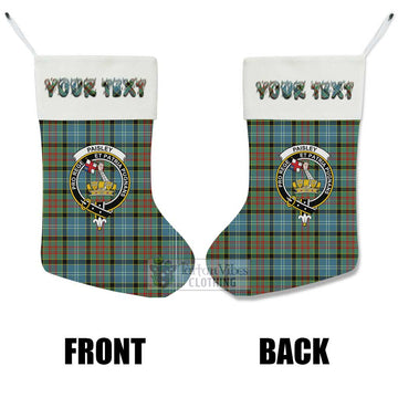 Paisley Tartan Family Crest Christmas Stocking with Personalized Text