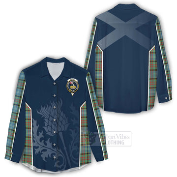 Paisley Tartan Women's Casual Shirt with Family Crest and Scottish Thistle Vibes Sport Style