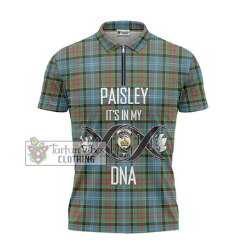 Paisley Tartan Zipper Polo Shirt with Family Crest DNA In Me Style