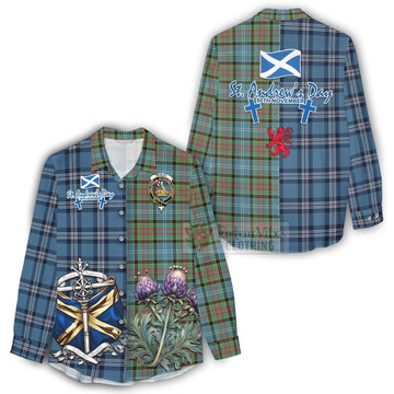 Paisley Tartan Women's Casual Shirt Happy St. Andrew's Day Half Tartan Style