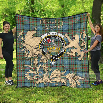 Paisley Tartan Quilt with Family Crest and Scottish Symbol Style