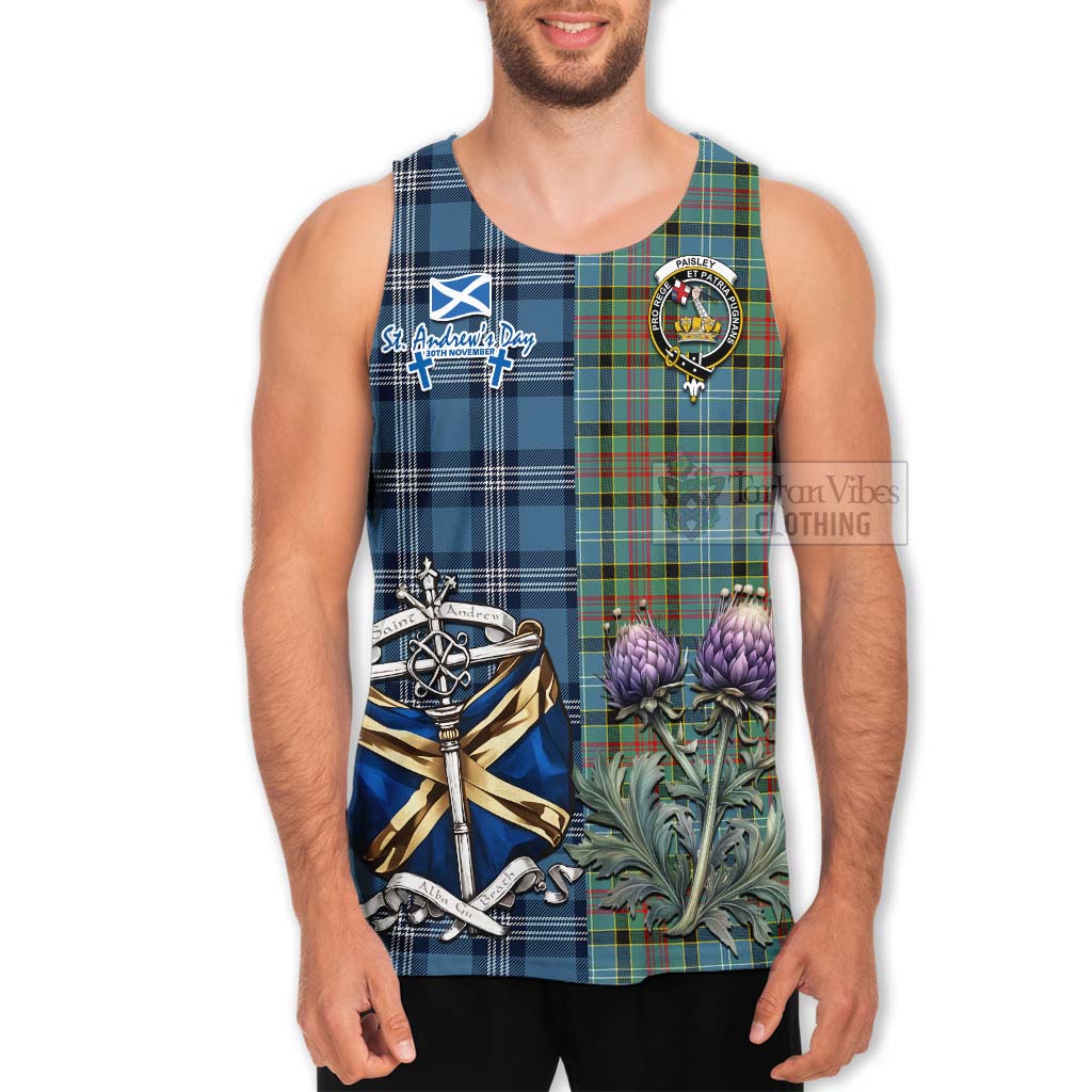 Tartan Vibes Clothing Paisley Tartan Men's Tank Top Happy St. Andrew's Day Half Tartan Style