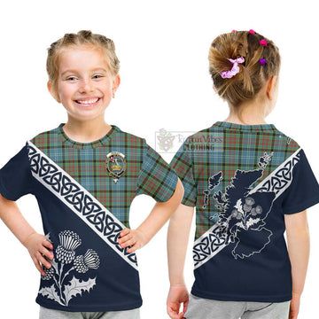 Paisley Tartan Kid T-Shirt Featuring Thistle and Scotland Map