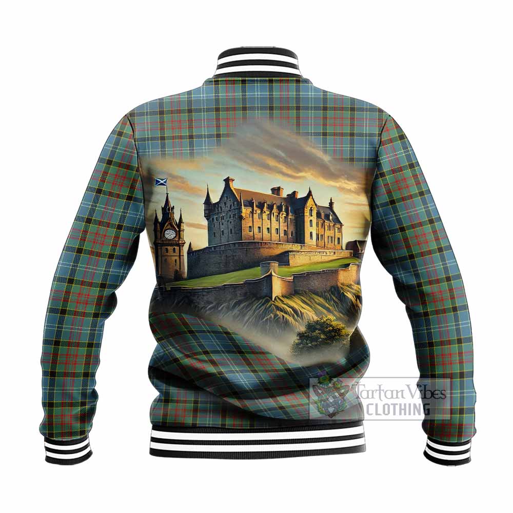 Paisley Tartan Family Crest Baseball Jacket with Scottish Ancient Castle Style - Tartan Vibes Clothing