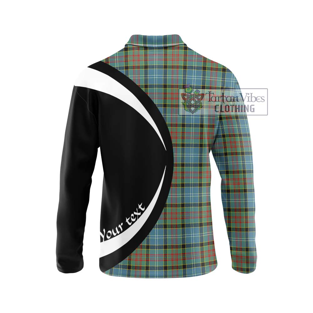 Paisley Tartan Long Sleeve Polo Shirt with Family Crest Circle Style - Tartan Vibes Clothing