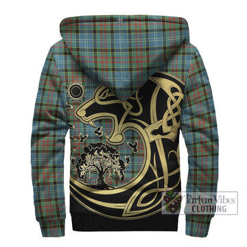 Paisley Tartan Sherpa Hoodie with Family Crest Celtic Wolf Style