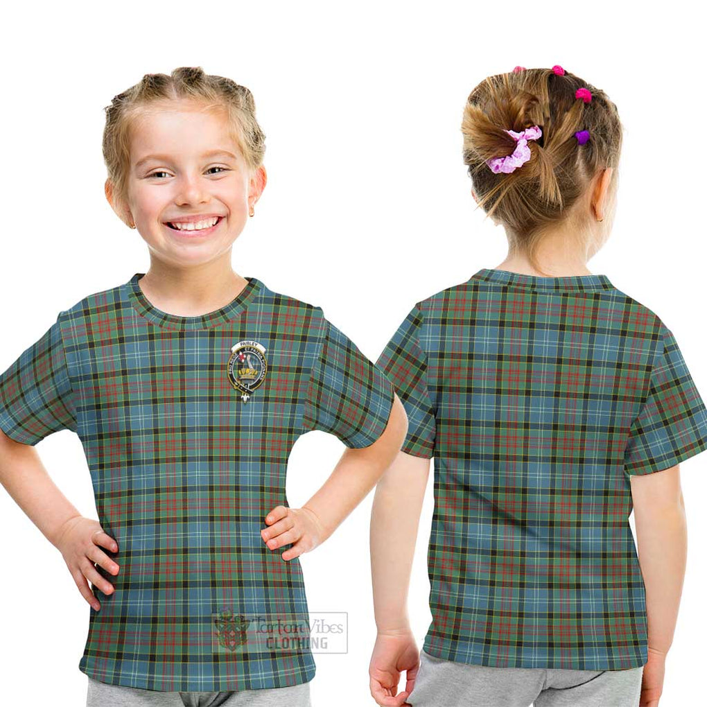 Paisley Tartan Kid T-Shirt with Family Crest - Tartanvibesclothing Shop