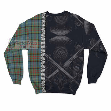 Paisley Tartan Sweatshirt with Family Crest Cross Sword Thistle Celtic Vibes